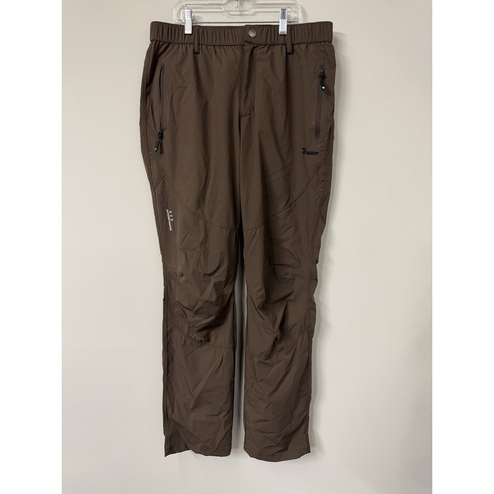 TRR Outdoor Sports Men's Large Brown Hiking Nylon Trail Pants Lightweight Zip‎